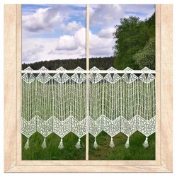 Moderne Plauener Spitzengardine Jennett in weiß