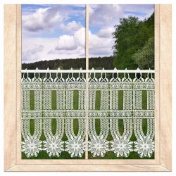 Zeitlose Plauener Spitzengardine Elise in weiß