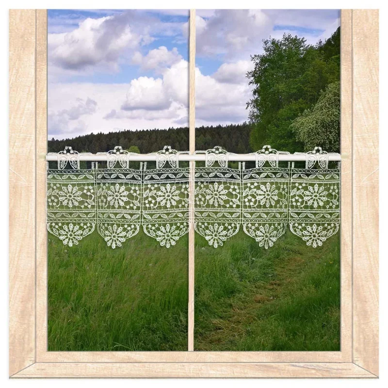 Cremeweiße Plauener Spitzengardine Annie