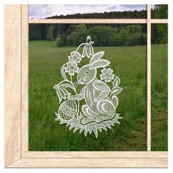 Fensterbild Osterhase aus Plauener Spitze