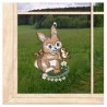 Osterfensterbild Kleiner Hase mit Vöglein aus Plauener Spitze