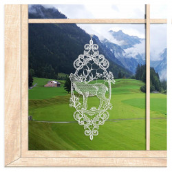 Fensterbild Hirsch aus Plauener Spitze