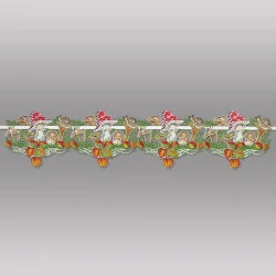 Kleine bunte Plauener Luftspitzengardine Pilze