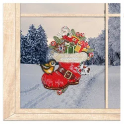 Festliches Weihnachts-Spitzenbild Nikolausstiefel gold