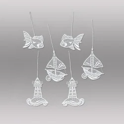 Maritime Anhänger aus Plauener Spitze Baumbehang