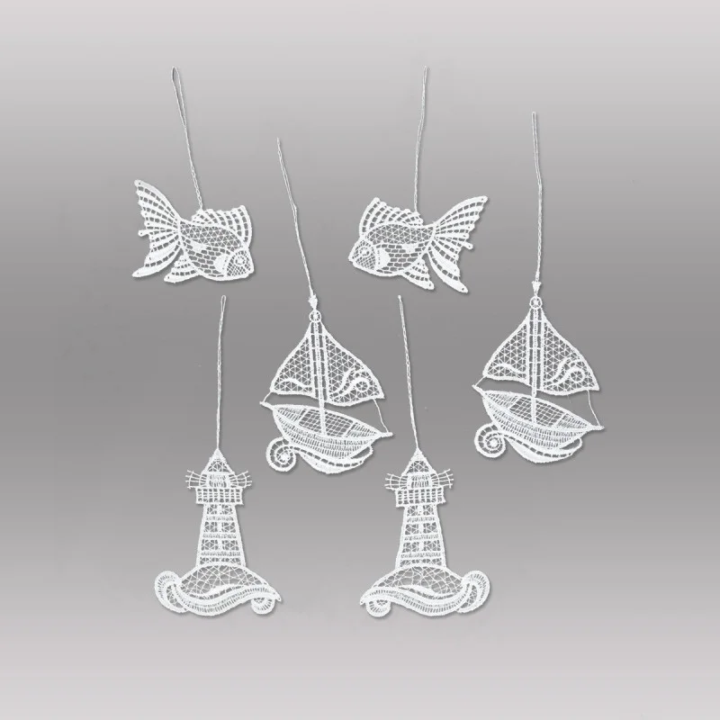 Maritime Anhänger aus Plauener Spitze Baumbehang