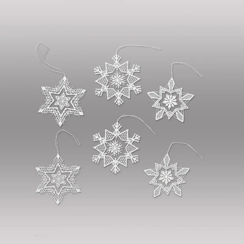 Winter-Anhänger Sterne beweglich Baumbehang aus Plauener Spitze