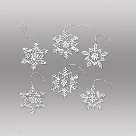 Winter-Anhänger Sterne beweglich Baumbehang aus Plauener Spitze