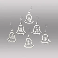 Festliche Anhänger Glocken Baumbehang aus Plauener Spitze als 6er Set