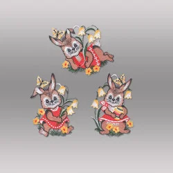 Osterfensterbilder Kleine Häslein aus Plauener Spitze