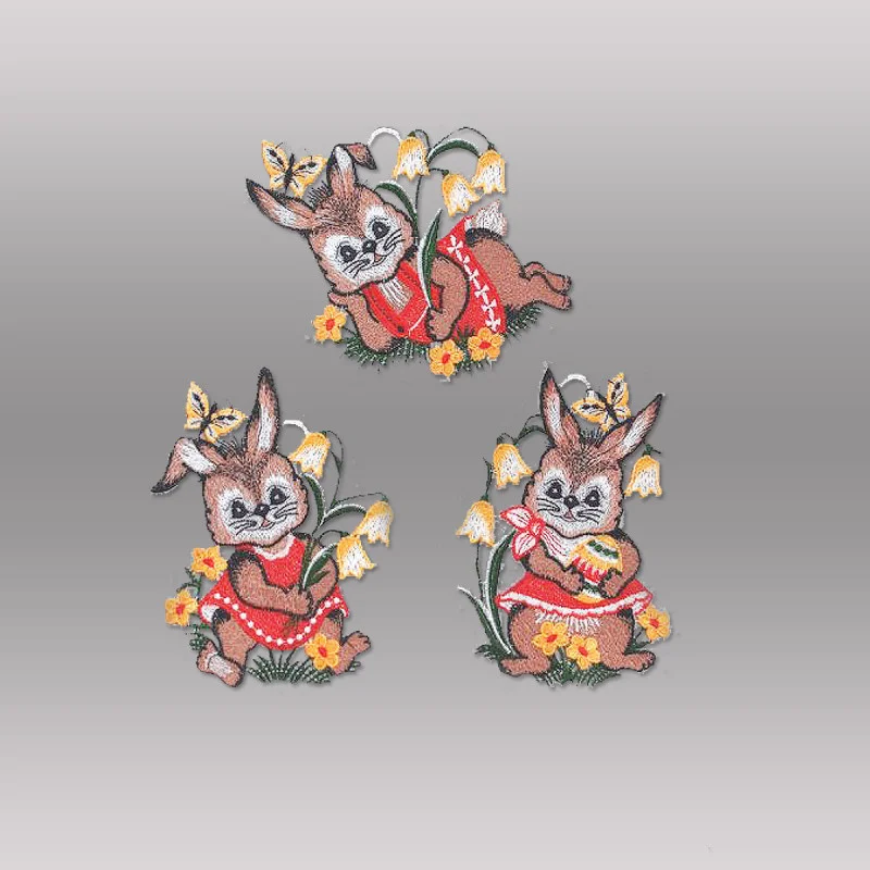 Osterfensterbilder Kleine Häslein aus Plauener Spitze