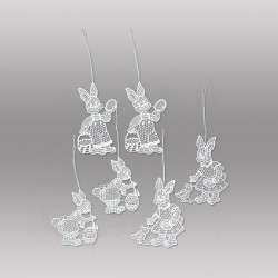 Frühlings-Anhänger Osterhasen aus Plauener Spitze Baumbehang