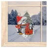 Niedliches Fensterbild Weihnachtspinguine aus Plauener Spitze