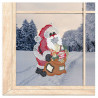Fensterbild Weihnachtsmann mit Sack aus Plauener Spitze
