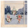 Kleine Fensterbilder Laterne, Kerze und Weihnachtsstern aus Plauener Spitze