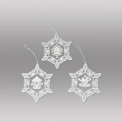 Kleiner Christbaumschmuck Sterne aus weißer Plauener Spitze