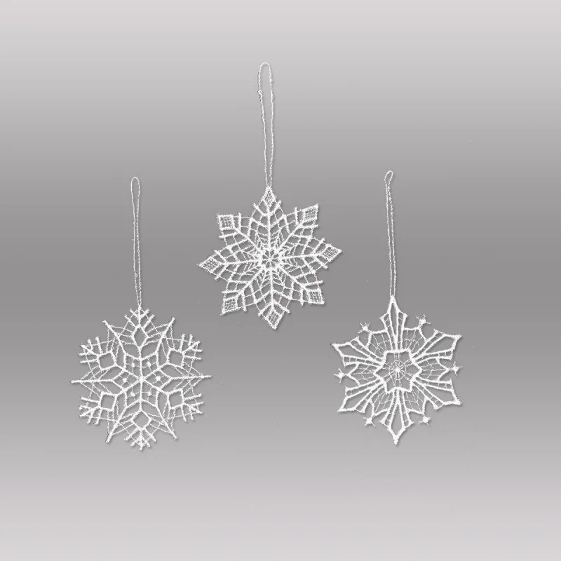 Anhänger Schneekristalle in weiß aus Plauener Spitze