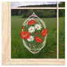 Fensterbild Margeriten und Mohnblumen aus Plauener Spitze