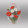 Fensterbild Margeriten und Mohnblumen aus Plauener Spitze