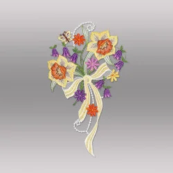 Plauener Spitzen-Fensterbild Kleiner Frühlingsstrauß