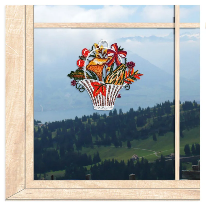 Plauener Spitzenfensterbild Kleiner Herbstkorb