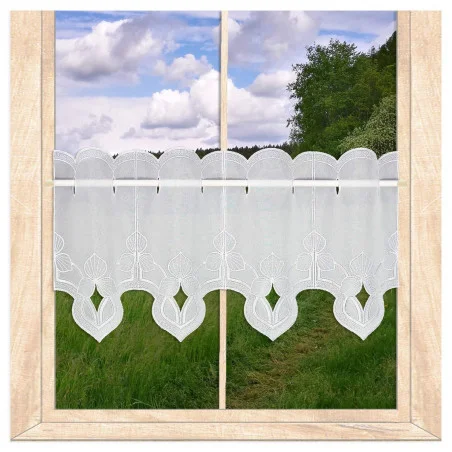 Eleganter Kurzstore Liliane in weiß Plauener Spitze