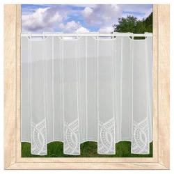 Zeitlose weiße Plauener Spitzen-Kurzgardine Constanze