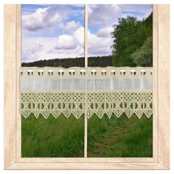 Feenhausgardine Mona aus Plauener Spitze in taupe