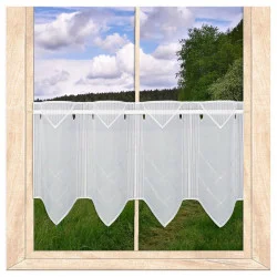 Zeitlos bestickte Scheibengardine Cara weiß-hellgrau Plauener Spitze