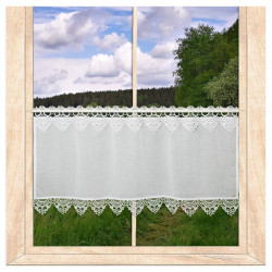 Weiße Landhausgardine Marie mit Plauener Spitzenkanten 40 cm hoch