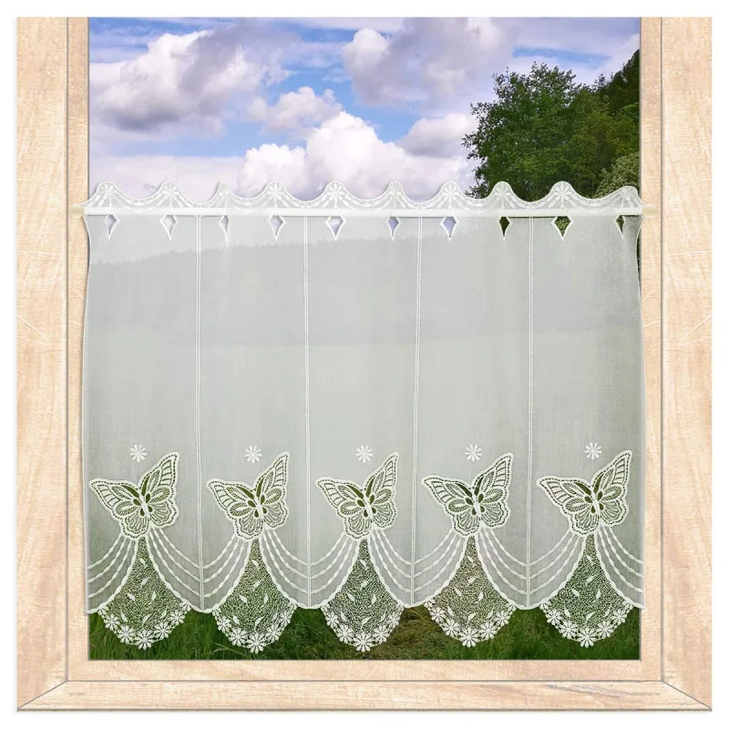 Edles Stickereipanneau Butterfly aus Plauener Spitze in naturweiß