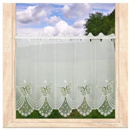 Edles Stickereipanneau Butterfly aus Plauener Spitze in naturweiß