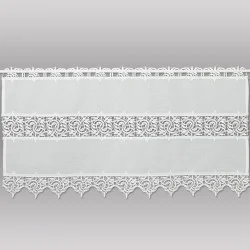 Elegante Landhausgardine Leona in weiß mit Plauener Spitze 45 cm hoch