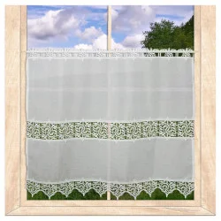 Elegante Landhausgardine Leona in weiß mit Plauener Spitze 65 cm hoch