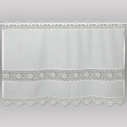 Landhausgardine Annie in cremeweiß mit Plauener Spitze 65 cm hoch