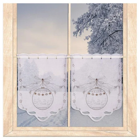 Festlich bestickter Scheibenhänger Christbaumkugel in silber-kupfer