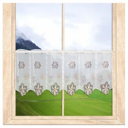 Moderne Scheibengardine Kiara Plauener Spitze Blumenmuster
