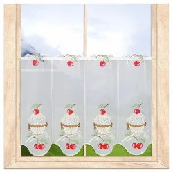 Modern bestickte Küchengardine Kirsch-Cupcake