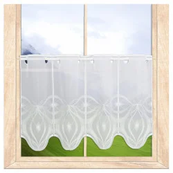 Moderne Stickerei-Kurzgardine Donna in weiß-beige