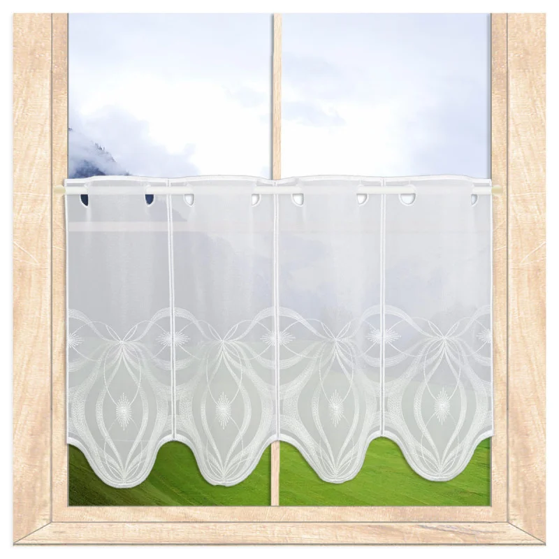 Moderne Stickerei-Kurzgardine Donna in weiß-beige