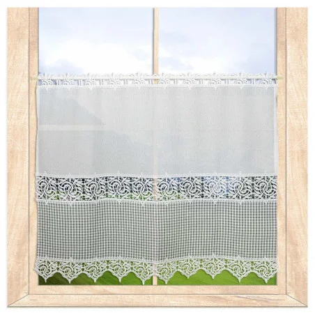 Landhausgardine Leona in weiß-silbergrau kariert