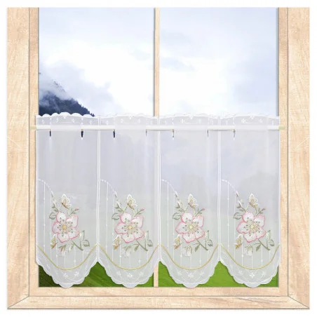 Stilvolle Stickerei-Scheibengardine Wildrose