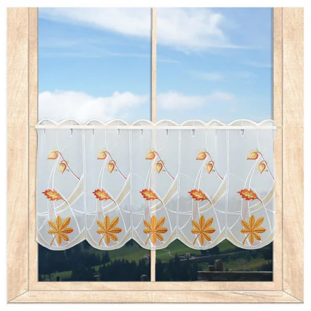 Bestickte Bistrogardine Herbstlaub 35 cm hoch