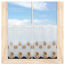 Herbstlich bestickte Scheibengardine Kleine Igel