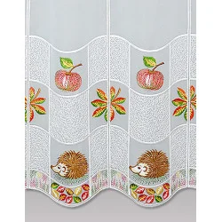 Herbstlich bestickte Scheibengardine Kleine Igel  Detailbild 55 cm