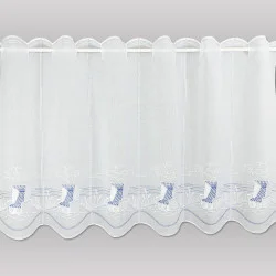 Maritime Stickerei-Scheibengardine Am Meer in blau-weiß hoch