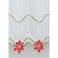 Stickerei-Kurzgardine Eleganter Weihnachtsstern 55 cm Detailbild