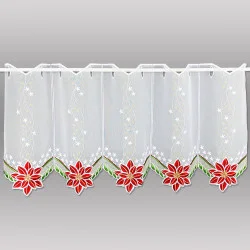 Stickerei-Kurzgardine Eleganter Weihnachtsstern 35 cm hoch