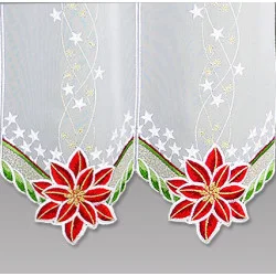 Stickerei-Kurzgardine Eleganter Weihnachtsstern 35 cm Detailbild