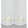Bestickte Wintergardine Haus im Schnee Plauener Spitze Detailbild